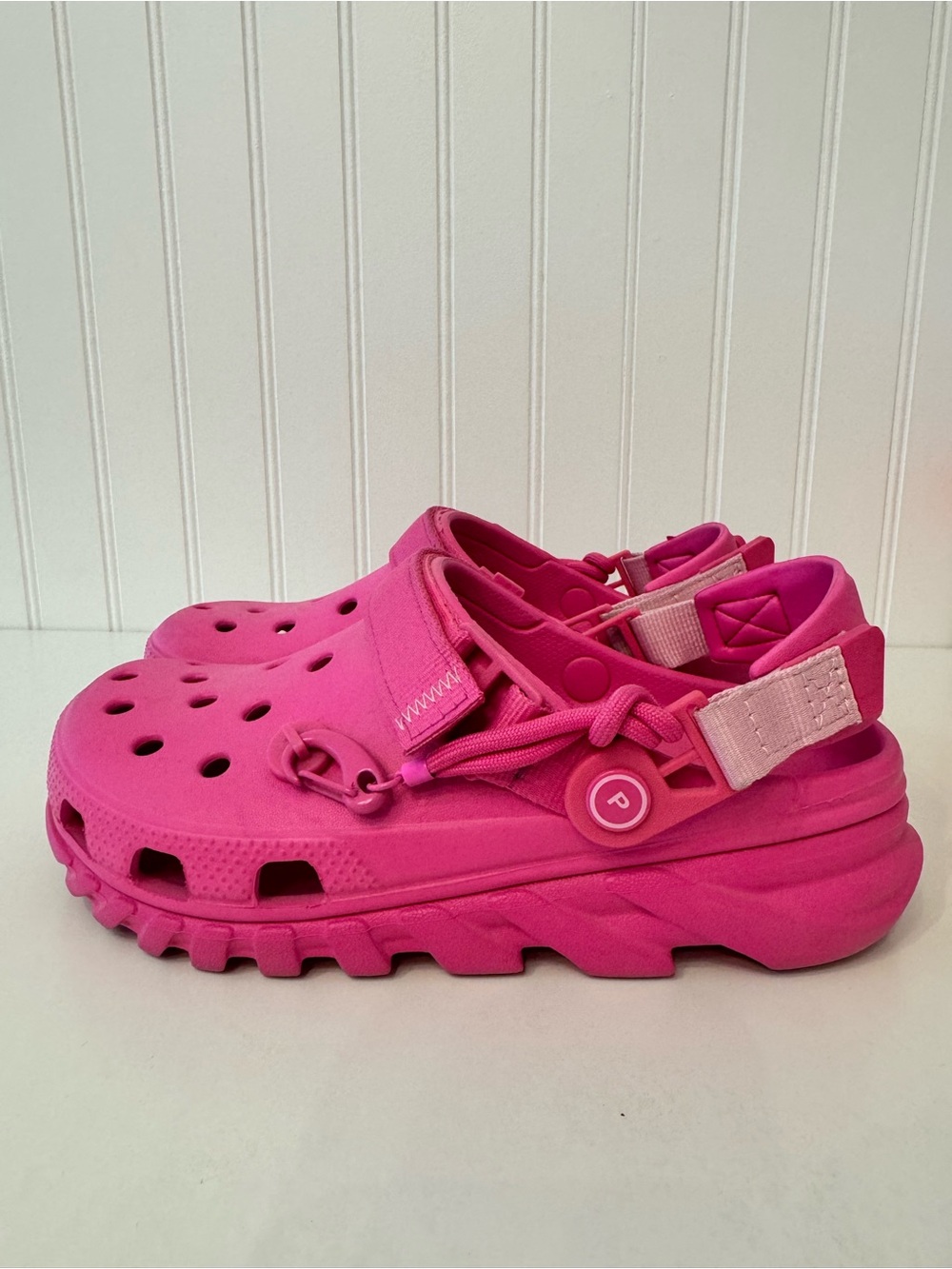 Post Malone x Crocs Duet Max Clog Electric Pink Women’s Shoes with Velcro Straps - Picture 2 of 10